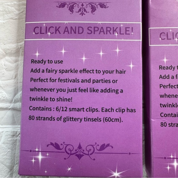 New CelieBella Glitter Hair Tinsel Set 3 packs x 12 clips - Picture 7 of 9